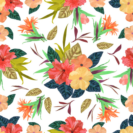 Floral seamless pattern. Background with isolated colorful handのイラスト素材