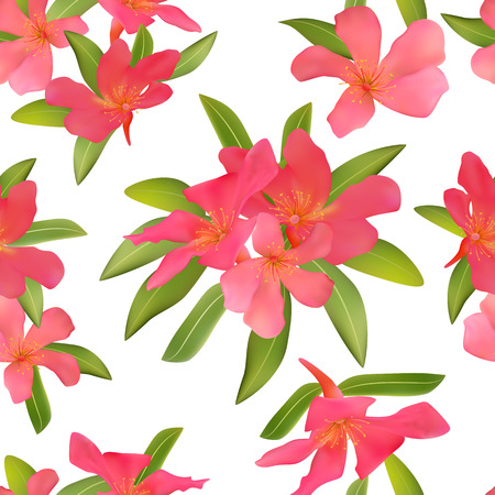 Seamless pattern with tropical red flowers Beautiful blossom plants illustration Vectorのイラスト素材