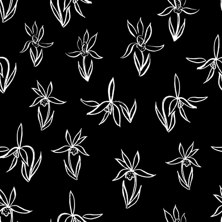 Watercolor flowers hand drawing seamless pattern with Chinese arのイラスト素材