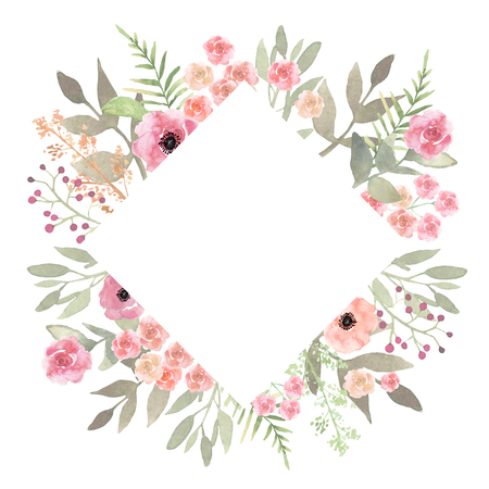 Floral wreath. Elegant floral collection with beautiful flowersの写真素材