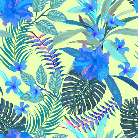 Floral seamless pattern. Background with isolated blue hand drawのイラスト素材