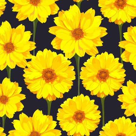 Seamless pattern with chrysanthemums flowers. Vector floral setのイラスト素材