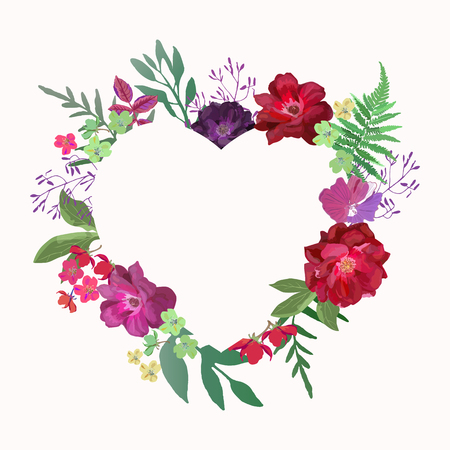 Flowers heart. Beautiful paper art pink design template. Romantiのイラスト素材