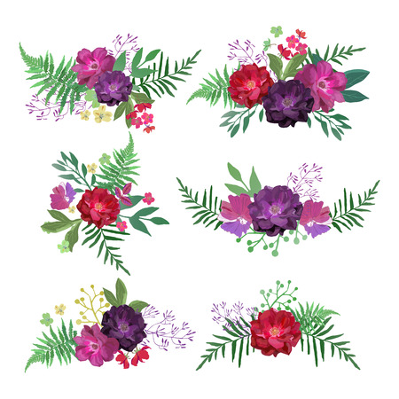 Floral set. Collection with flowers hand drawn. Design for invitのイラスト素材