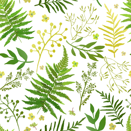 Seamless pattern with leaves. Vector floral set with hand drawnのイラスト素材