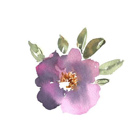 Watercolor flower, hand drawn colorful beautiful blossom purple plant for cards prints and invitation. Vectorのイラスト素材