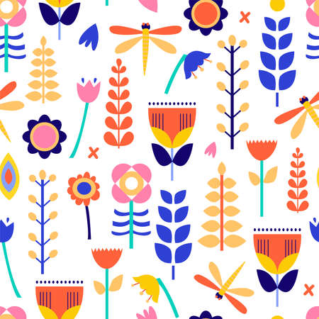 Beautiful seamless pattern for decorative design. Vector abstract paper cut flowers illustration.のイラスト素材