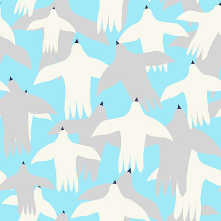 Seamless vector pattern with birds and sky, great design for any purpose. Abstract art vector. Sky background.のイラスト素材