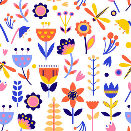 Beautiful seamless pattern for decorative design. Vector abstract paper cut flowers illustration. Nature trendy design.のイラスト素材