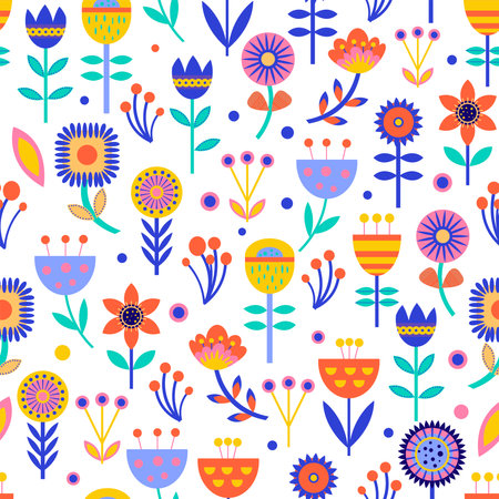Beautiful seamless pattern for decorative design. Vector abstract paper cut flowers illustration. Nature trendy design.のイラスト素材
