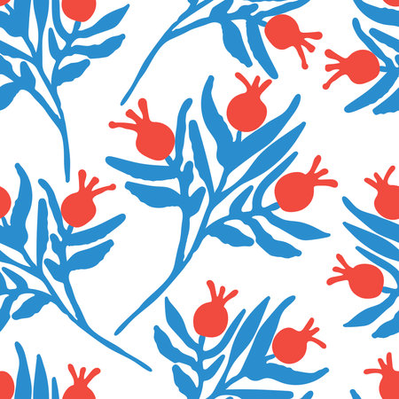 Retro illustration with pomegranates. Vectorのイラスト素材