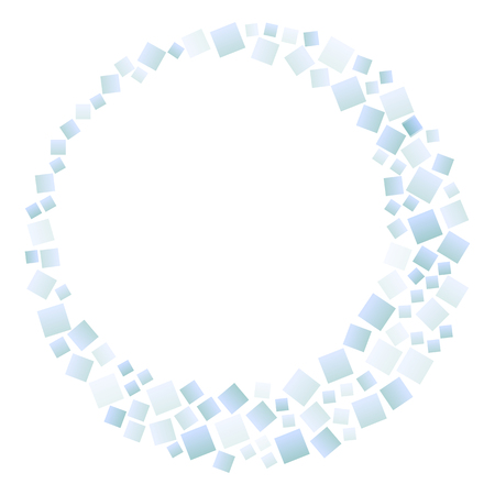 Blue squares in a round frame, geometric background, vector illustrationのイラスト素材