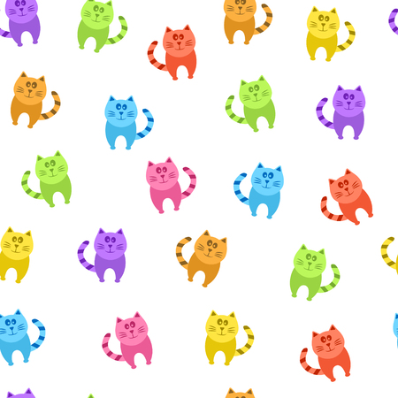 Colorful cats, seamless pattern, vectorのイラスト素材