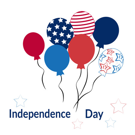 Colorful air balloons, background until the Independence Day of the United States of America, vector illustrationのイラスト素材