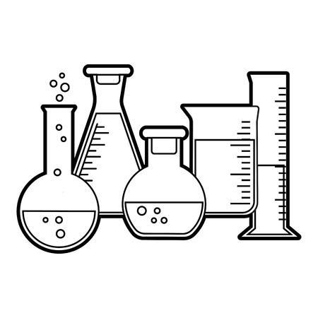 Chemical vessels. Outline design. Vector illustrationのイラスト素材