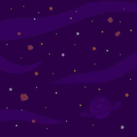 Space with planet, starry sky illustrationのイラスト素材