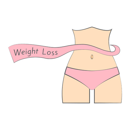 Female figure with a ribbon with an inscription of weight loss. Vector illustrationのイラスト素材