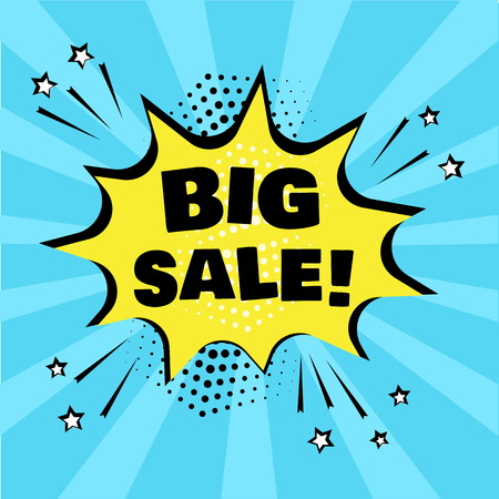 Yellow comic bubble with BIG SALE.のイラスト素材