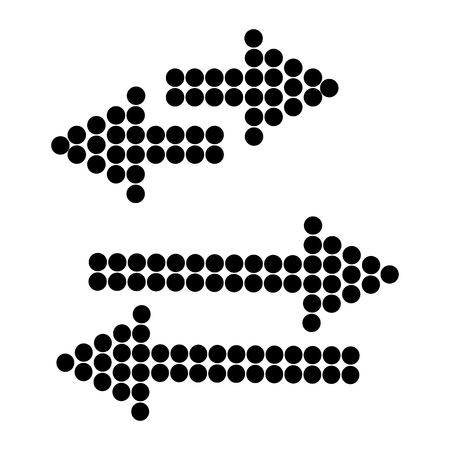 Set of different black arrows from points. Vector illustrationのイラスト素材