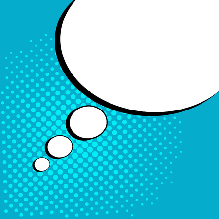 White empty speech comic bubble with dots on blue background. Vector illustration in pop art styleのイラスト素材
