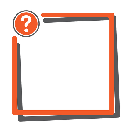 Text box with question mark button. Orange and gray frame for your text. Vector illustrationのイラスト素材