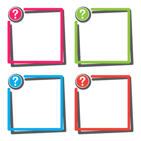 Set of text box with question mark button. Colorful frames for your text. Vector illustrationのイラスト素材