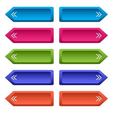 Set of web buttons with arrows, colorful long buttons. Vector illustrationのイラスト素材