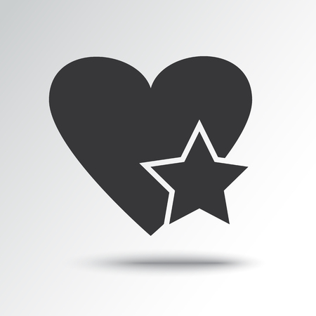 Star in heart, black icon with shadow. Vector illustrationのイラスト素材