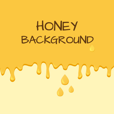 Honey background with place for your text. Dripping honey and drops, flow down. Vector illustrationのイラスト素材