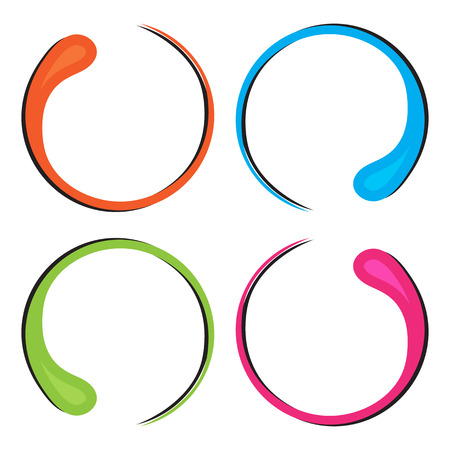 Colorful set of decorative round frame for your text, border in the form of a drop. Vector illustrationのイラスト素材