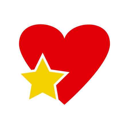 Star in heart, red and yellow icon. Vector illustrationのイラスト素材