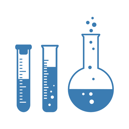 Blue set of chemical vessels. Vector illustrationのイラスト素材