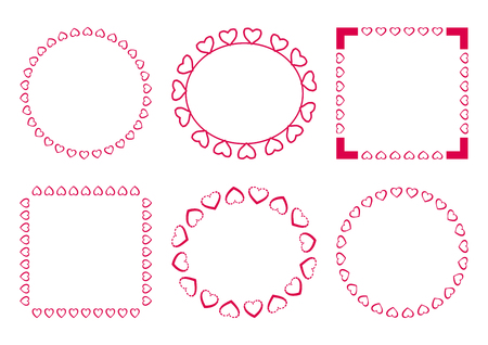Pink set of decorative frame for Valentine's Day. Vector illustrationのイラスト素材