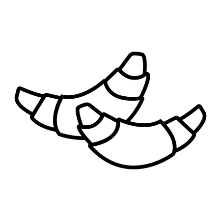 Two croissants, outline design. Vector illustrationのイラスト素材