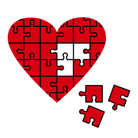 Red heart puzzle icon. Vector illustrationのイラスト素材