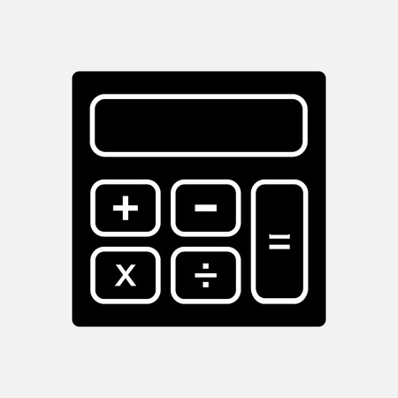 Calculator icon, black silhouette with white lines. Vector illustrationのイラスト素材