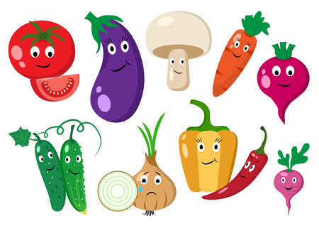 Set different cartoon vegetables.のイラスト素材