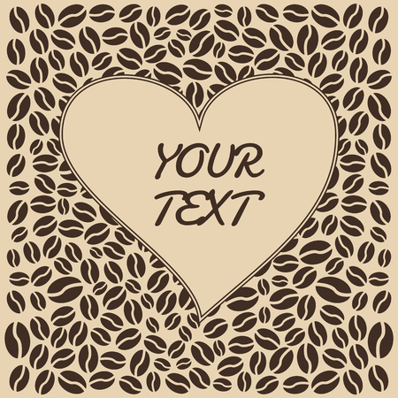 Coffee background with place for your text, heart shape. Vector illustrationのイラスト素材