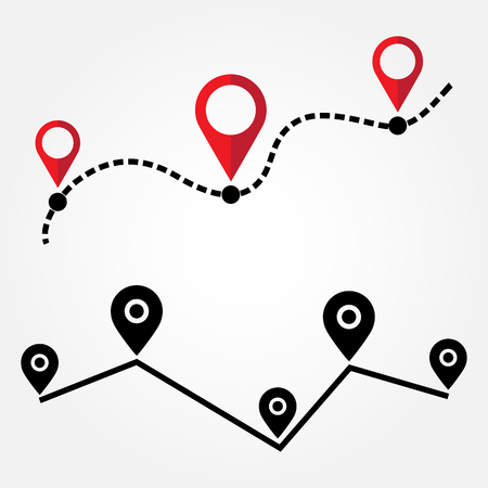 Location set. Road and map pointer. Vector illustrationのイラスト素材