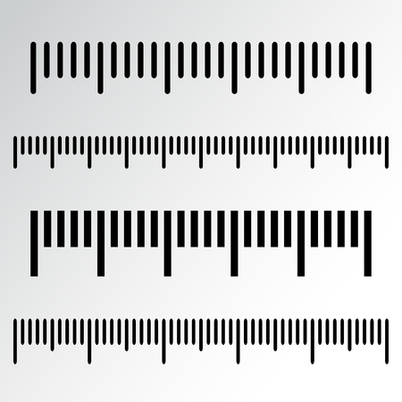Black scale, markup for rulers. Different units of measurement. Vector illustrationのイラスト素材