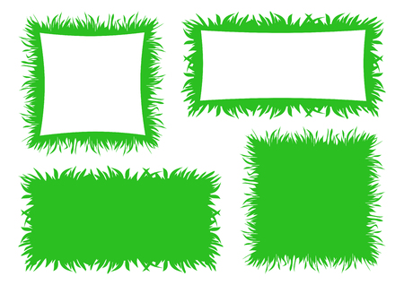 Bright green grass banner, frame and background for yout text. Vector illustrationのイラスト素材