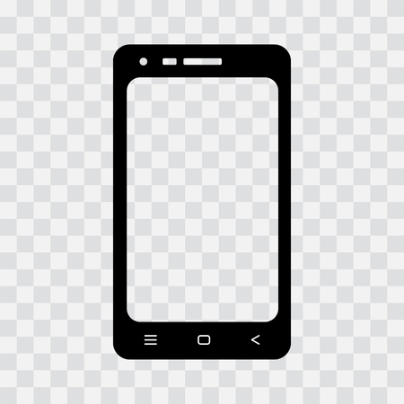 Black mobile phone icon on transparent background. Vector illustrationのイラスト素材