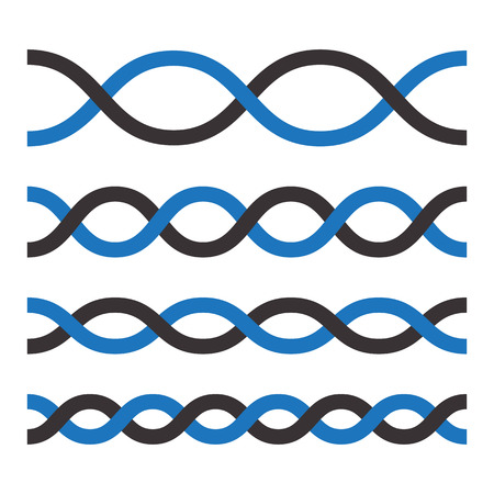 Set of black and blue loop, decor elements. Vector illustrationのイラスト素材