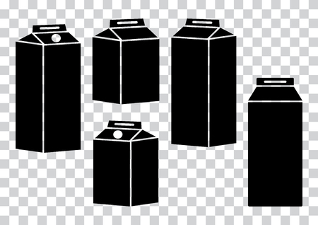 Set of milk or juice carton packages on transparent background. Vector illustrationのイラスト素材