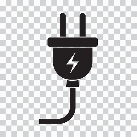 Black plug icon on transparent background Vector illustrationのイラスト素材