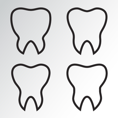 Set of teeth. Outline design. Vector illustrationのイラスト素材