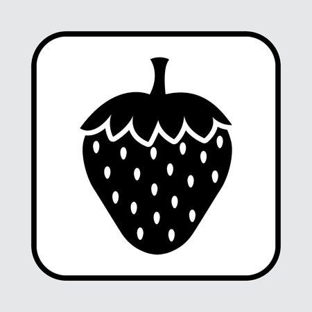 Strawberry icon. Black silhouette. Vector illustrationのイラスト素材