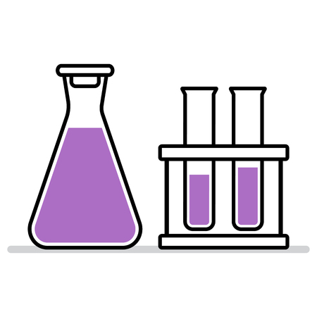 Chemical flask and test tube. Medical and chemical icon. Vector illustrationのイラスト素材