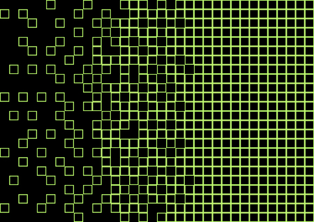 Abstract geometric pattern with bright lime green squares on black background. Vector illustration