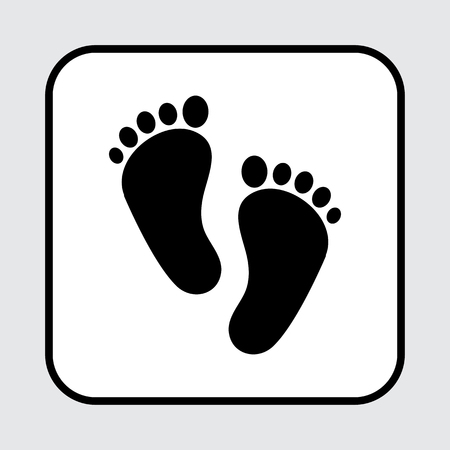 Foot print. Square icon. Black silhouette. Vector illustrationのイラスト素材